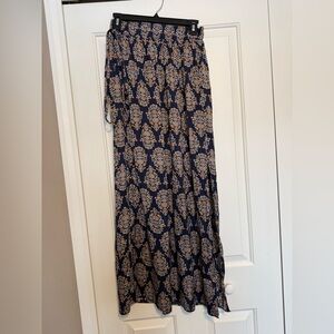 Express Navy and Gold Patterned Maxi Skirt
